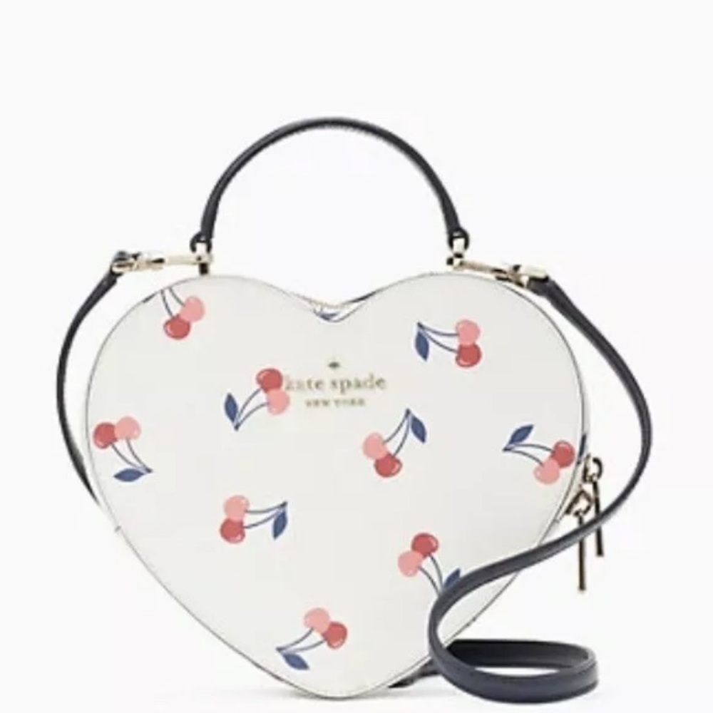 🏷SALE Kate Spade Love Shack Dancing Cherries Saffiano Heart Crossbody Cherries